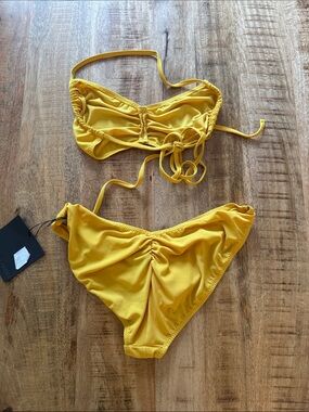 Norma Kamali Butterfly bikini swim suit yellow gold Two-Piece Bikini Set large